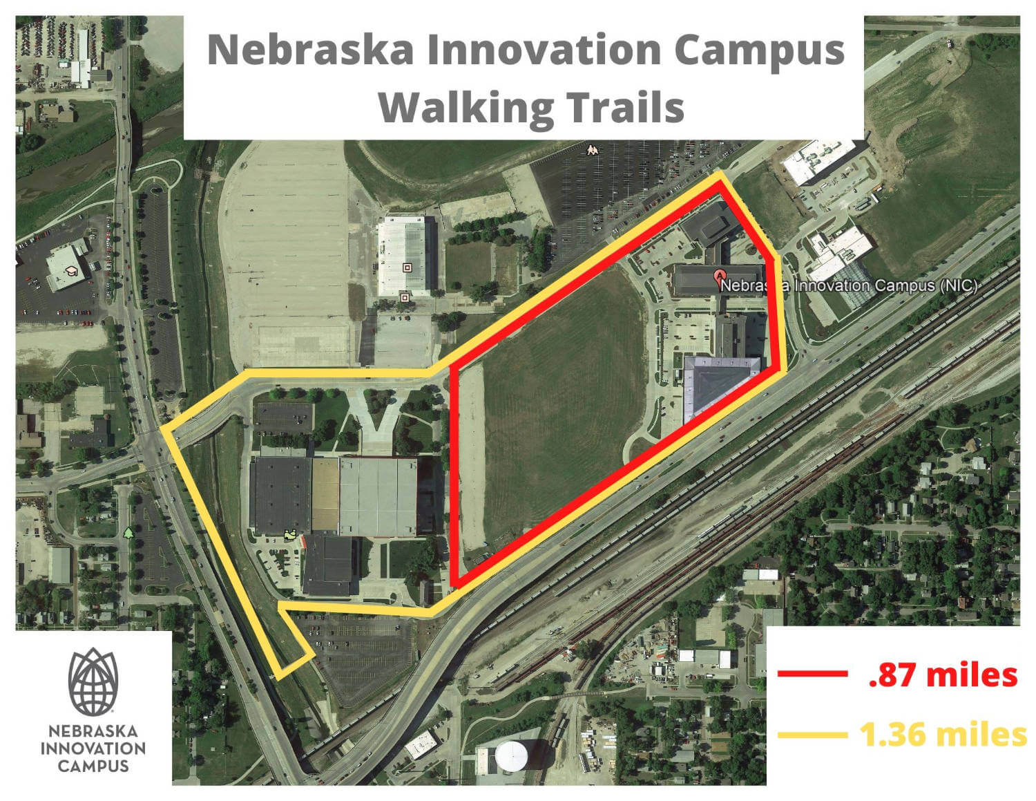 map of Innovation Campus outdoor walking paths