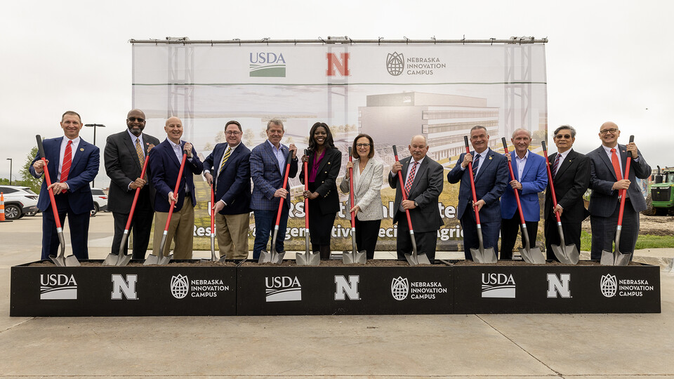 Federal, state and university leaders launched construction of the USDA's National Center for Resilient and Regenerative Precision Agriculture with a May 6 groundbreaking at Nebraska Innovation Campus. (Craig Chandler | University Communication and Marketing)