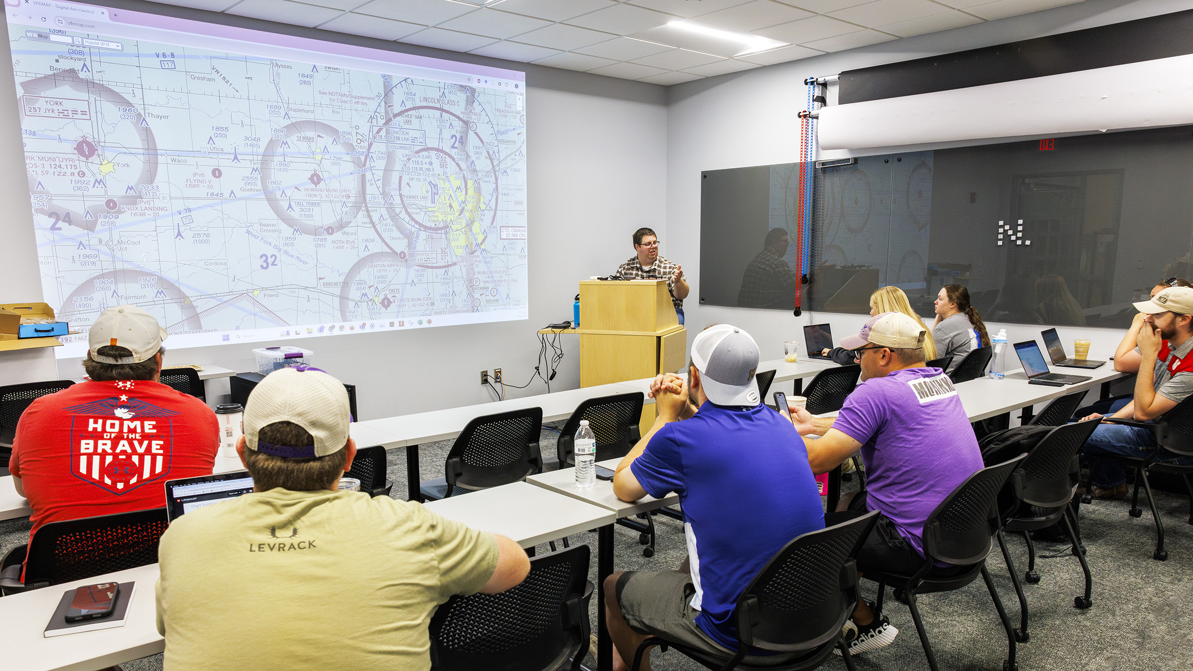 Travis Ray dissects aeronautical sectional charts so the future drone pilots can learn where they can and can’t fly. 