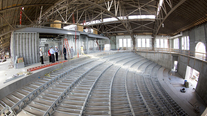 A tour of Nebraska Innovation Campus in September included a look at construction of a new auditorium in the former 4-H Building.