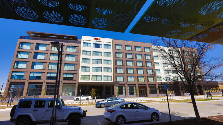 The Scarlet Hotel on Nebraska Innovation Campus has opened. The Marriott Tribute hotel features 154 rooms, a coffee shop, signature restaurant and rooftop bar. All are open to the public. | Craig Chandler | University Communication 
